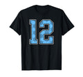 Blue Soccer Pattern Number 12 Jersey T-Shirt - Minimalist Print for Adults - T-Shirt, Sweatshirt, Hoodie