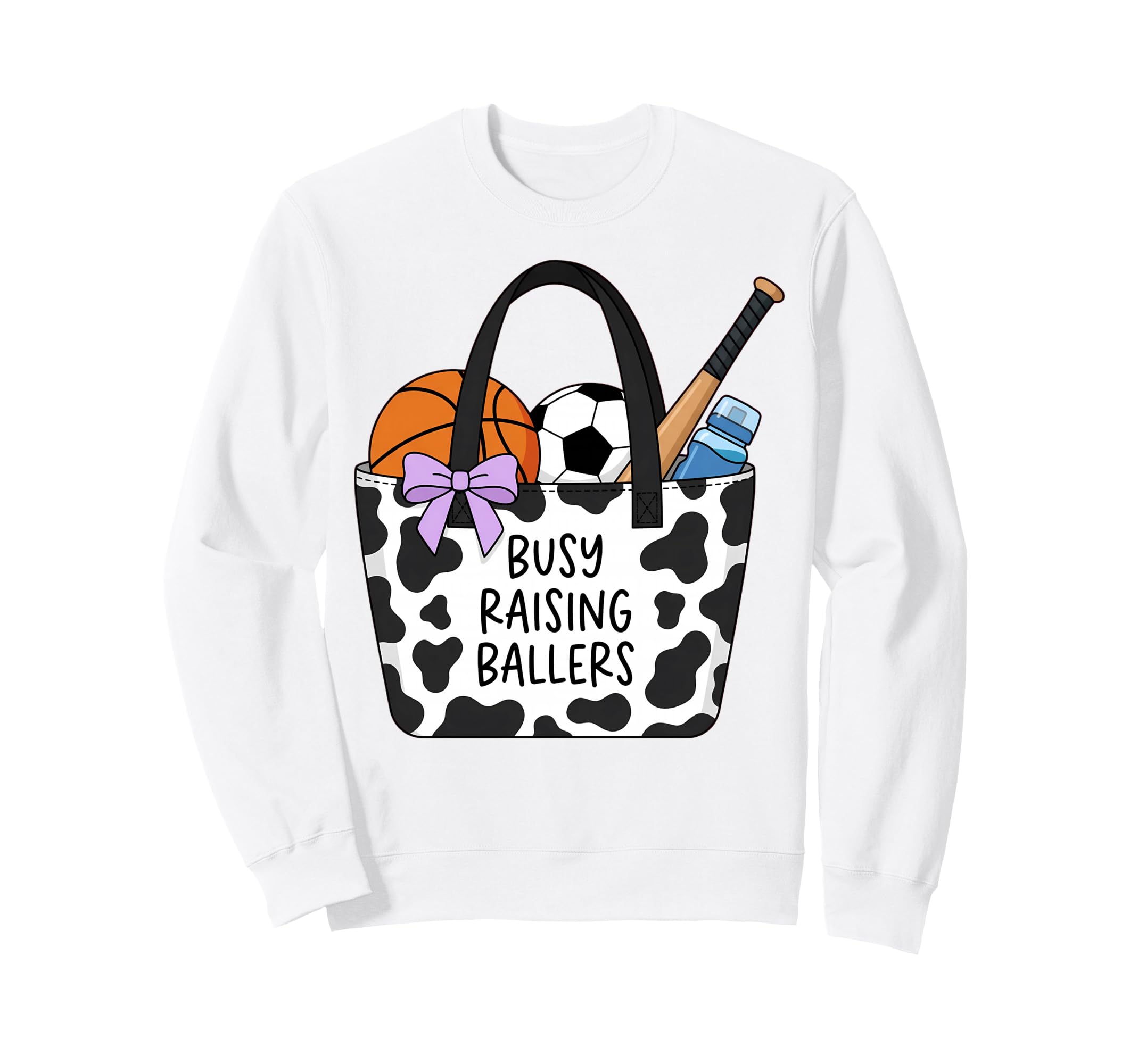 Busy Raising Ballers Cow Tote Sweatshirt - Aesthetic Graphic for Adults - T-Shirt, Sweatshirt, Hoodie