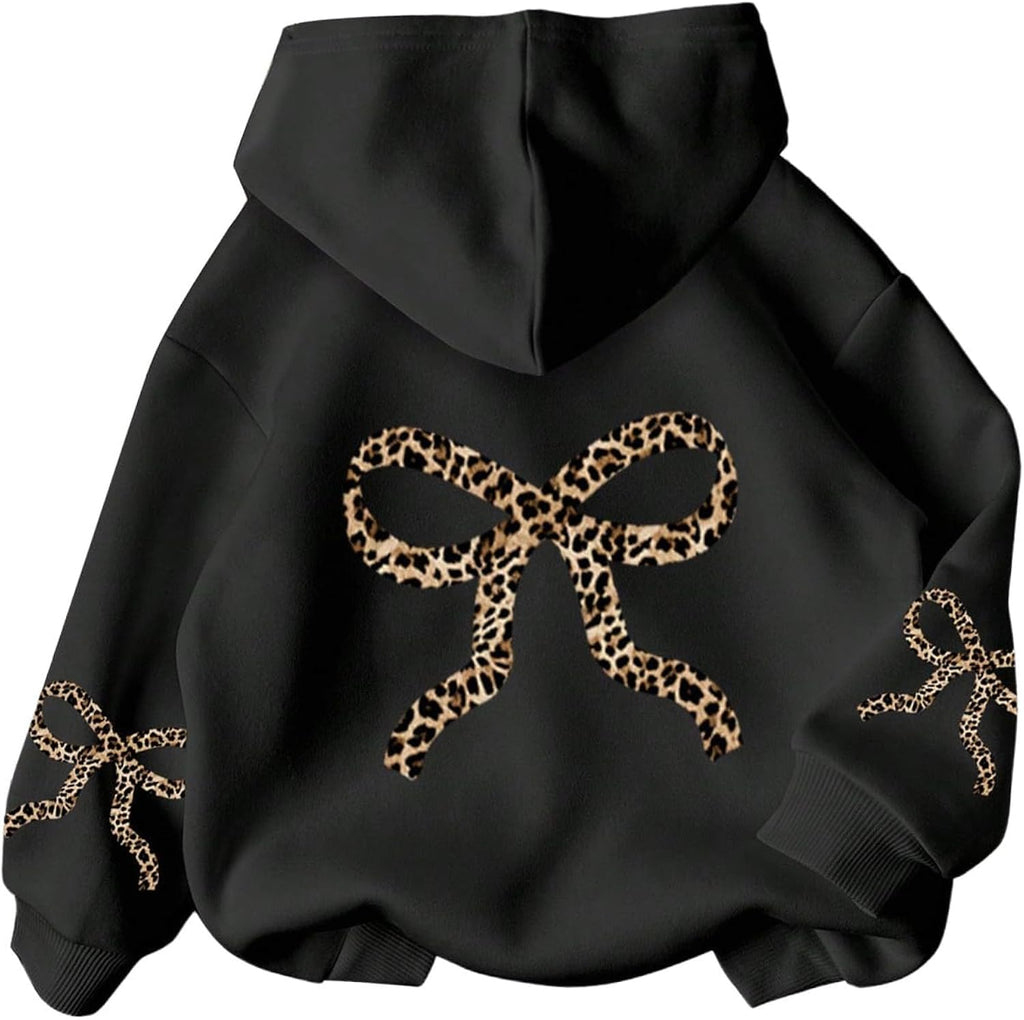 Girl's Bow Cheetah Leopard Tops Preppy Cute - Adult & Kids T-Shirts, Sweatshirts & Hoodies apparel design preview 1