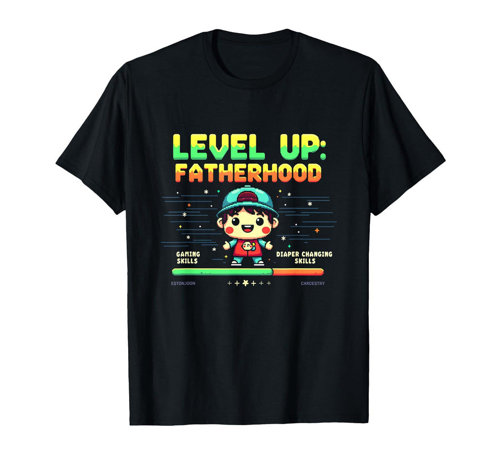 Level Up Fatherhood Dad To Be Gamer T-Shirt - Casual Everyday Wear Unisex - T-Shirt, Sweatshirt, Hoodie