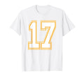 Number 17 Red Yellow White Football T-Shirt - Casual Everyday Wear Unisex - T-Shirt, Sweatshirt, Hoodie