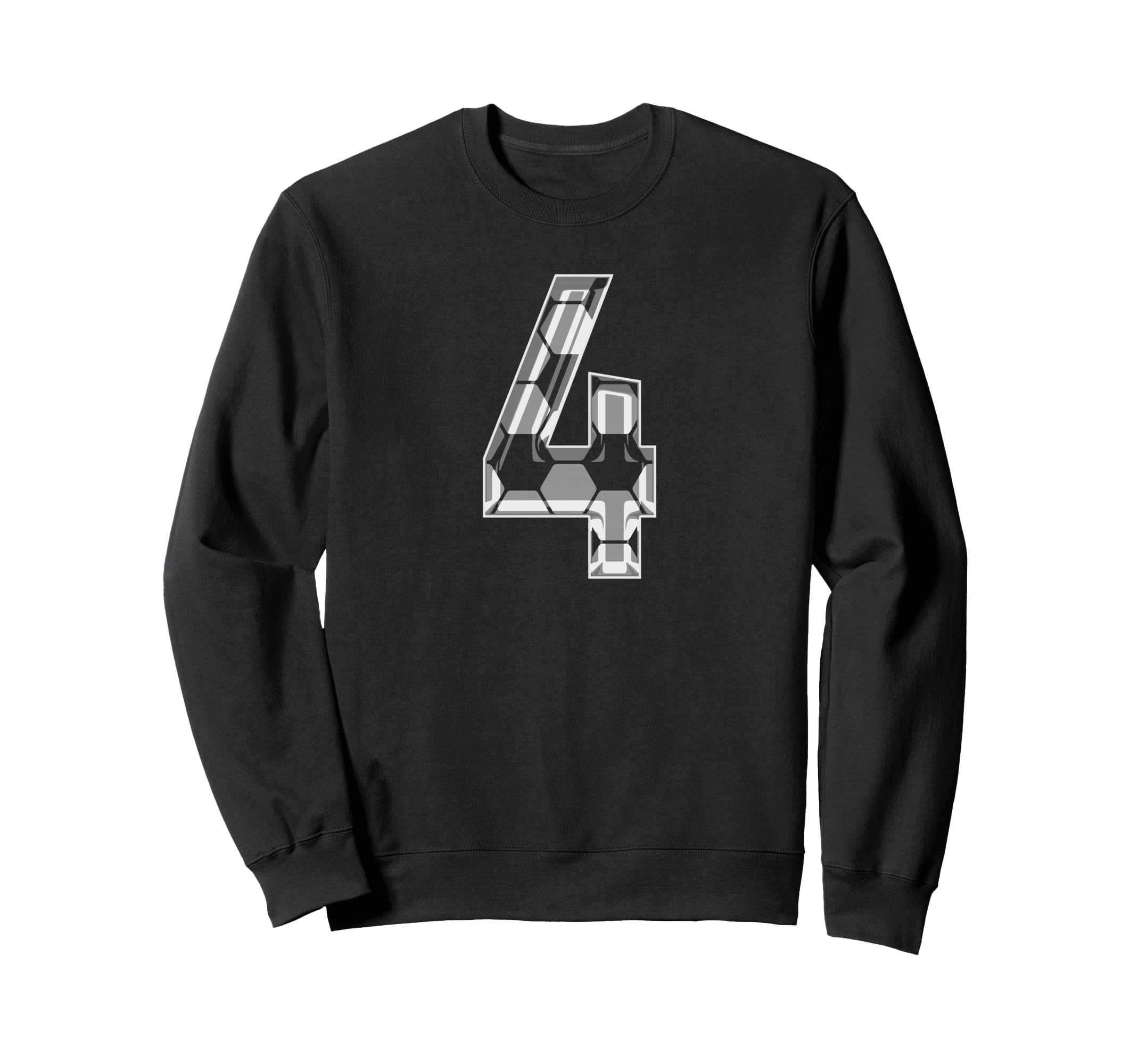 Soccer Number 4 Soccer Fan Ball Sweatshirt - Graphic Print for Adults - T-Shirt, Sweatshirt, Hoodie