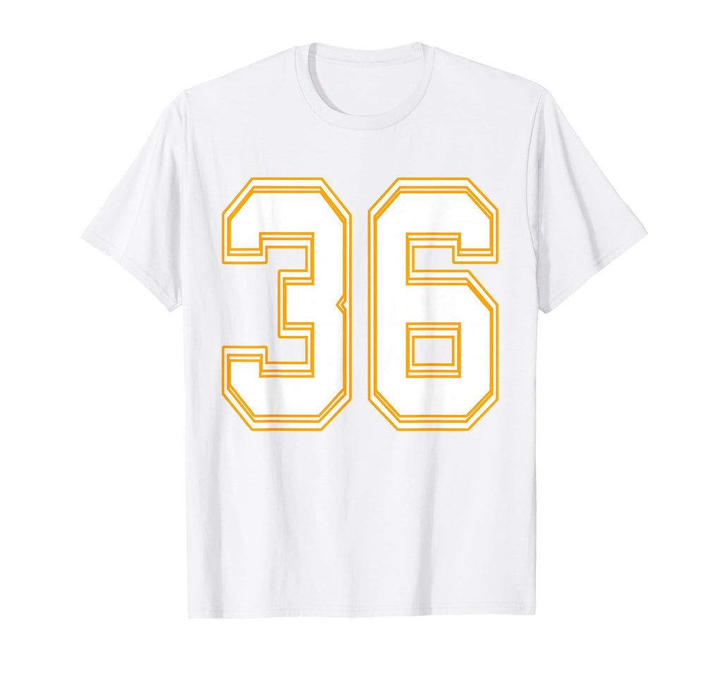 Number 36 Red Yellow White Football T-Shirt - Trendy Graphic for Adults - T-Shirt, Sweatshirt, Hoodie