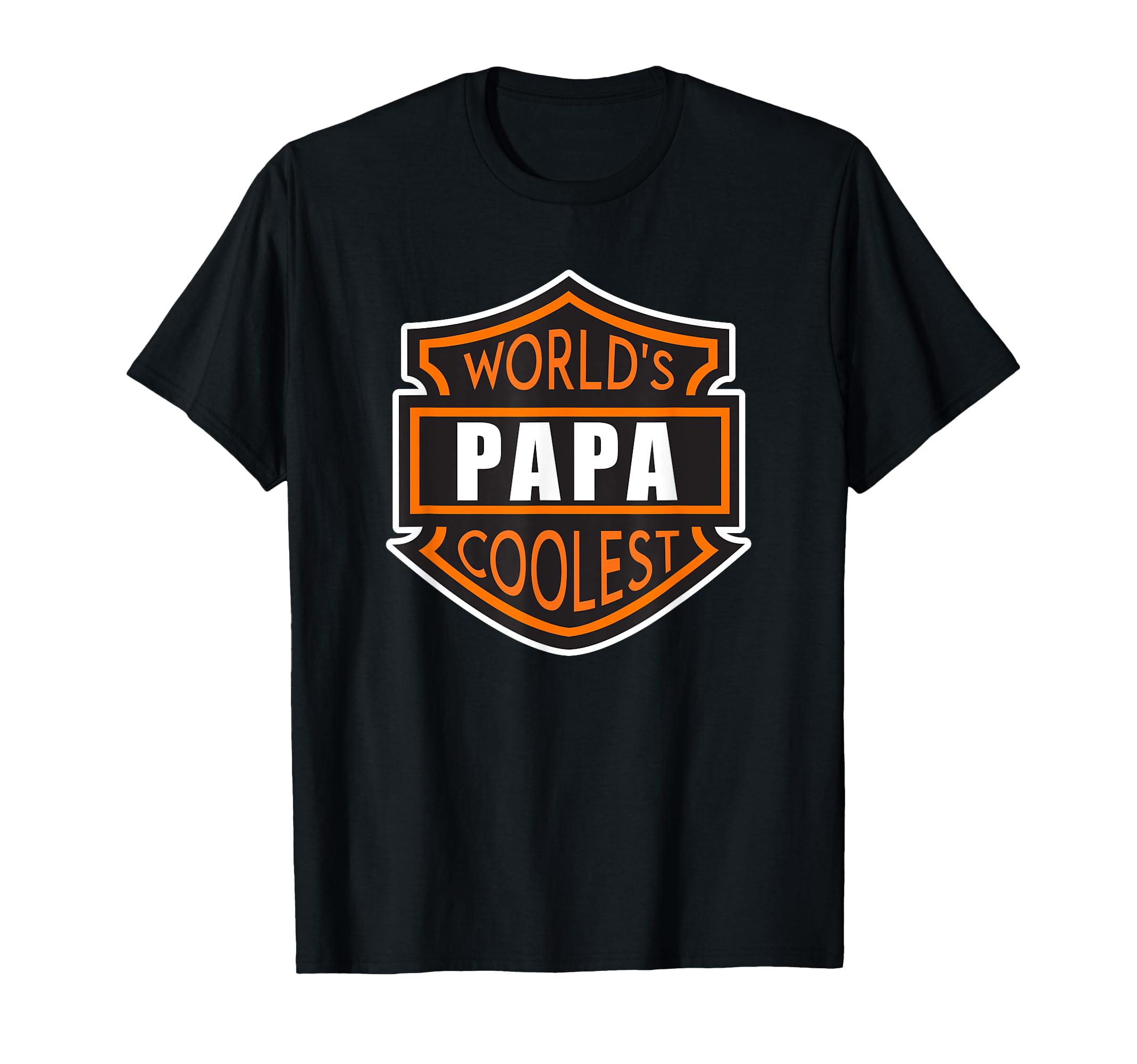 Worlds Coolest Papa Motorcycle Shield T-Shirt - Minimalist Print Unisex - T-Shirt, Sweatshirt, Hoodie
