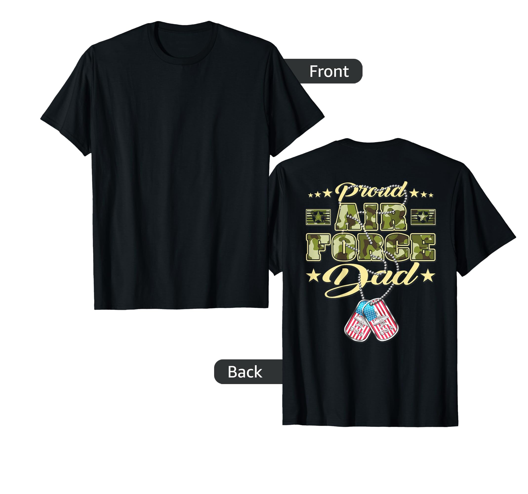 Proud Air Force Dad Camo Us Flag Dog T-Shirt - Custom Art Print Unisex - T-Shirt, Sweatshirt, Hoodie