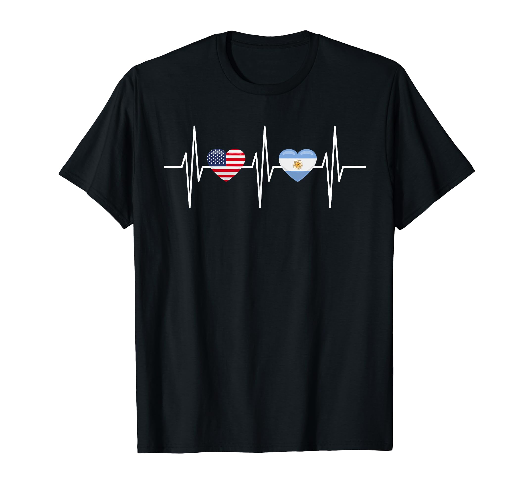 Usa Argentina Heartbeat America T-Shirt - Minimalist Print Unisex - T-Shirt, Sweatshirt, Hoodie
