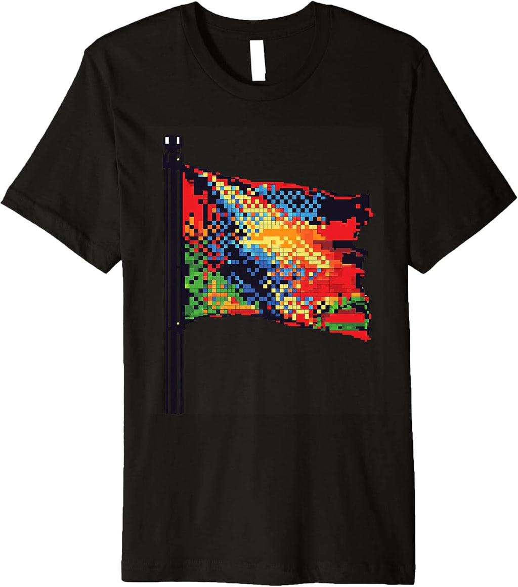 Colorful Pixel Art Flag for Nostalgic Fun Premium - Adult & Kids T-Shirts, Sweatshirts & Hoodies apparel design preview 1