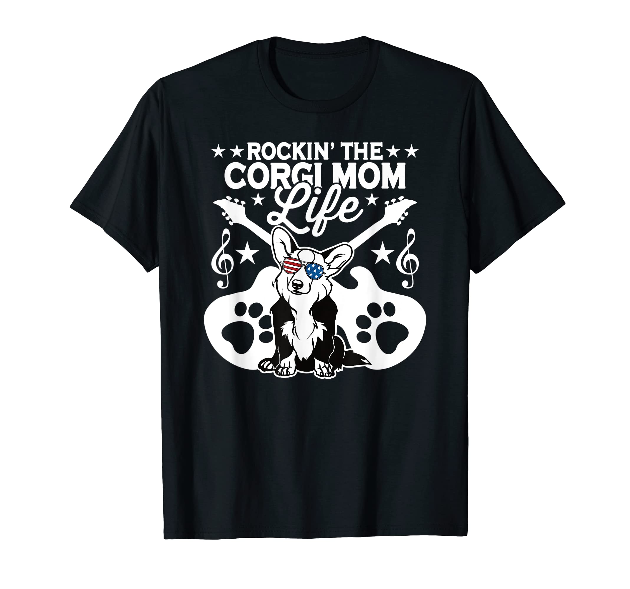 Rockin Corgi Dad Life Dog Lover Guitar T-Shirt - Aesthetic Graphic Unisex - T-Shirt, Sweatshirt, Hoodie