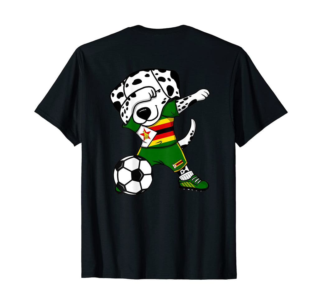 Dabbing Dalmatian Zimbabwe Soccer T-Shirt - Custom Art Print Men Women - T-Shirt, Sweatshirt, Hoodie