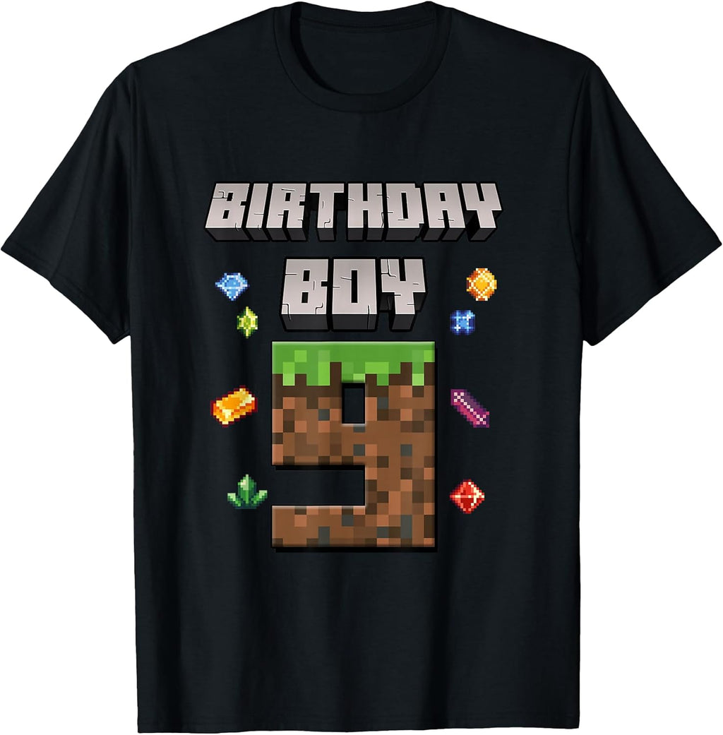 9th Birthday 9 Years Old Video Gamer Pixel Boys - Adult & Kids T-Shirts, Sweatshirts & Hoodies apparel design preview 1