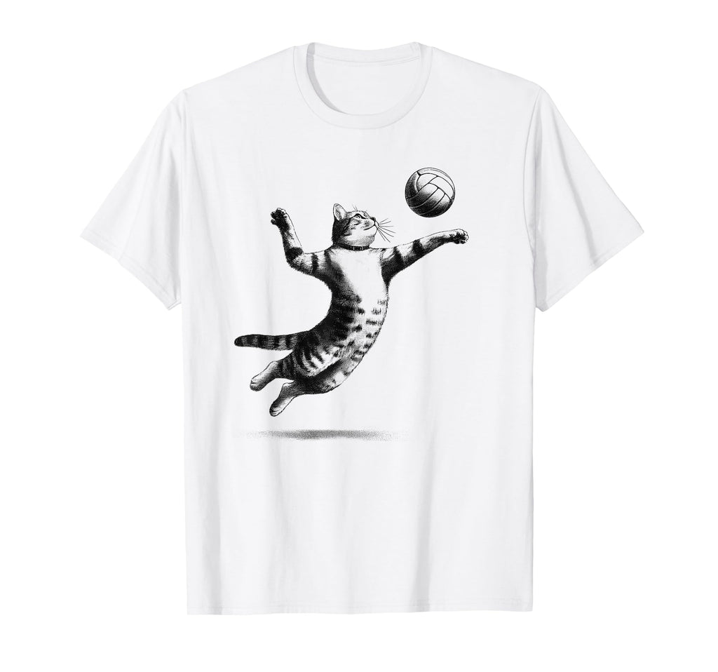 Cat Playing Volleyball Kitten T-Shirt - Novelty Apparel for Adults - T-Shirt, Sweatshirt, Hoodie