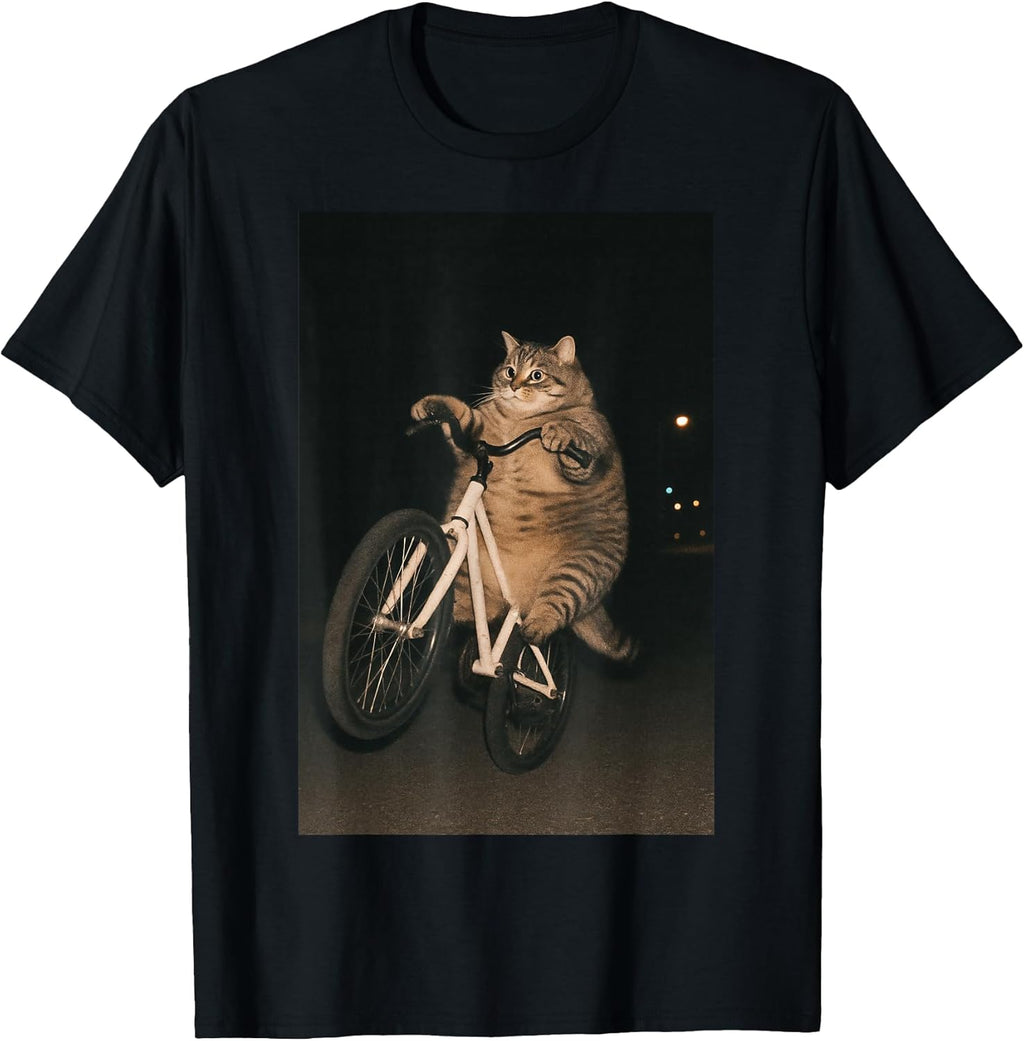 Cute Cat On Bike Animal Funny Meme - Adult & Kids T-Shirts, Sweatshirts & Hoodies apparel design preview 1