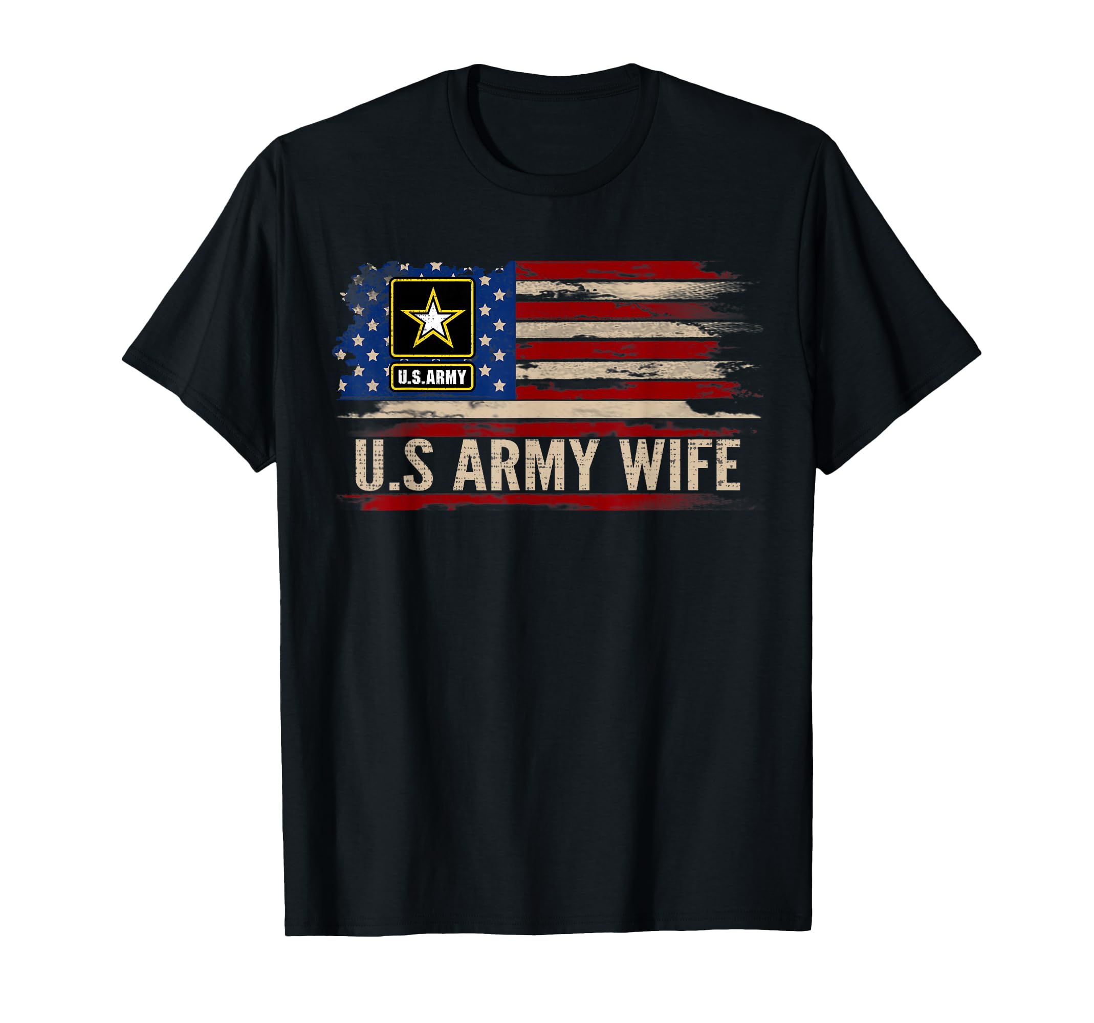 U S Army Wife American Flag Veteran T-Shirt - Minimalist Print for Adults - T-Shirt, Sweatshirt, Hoodie