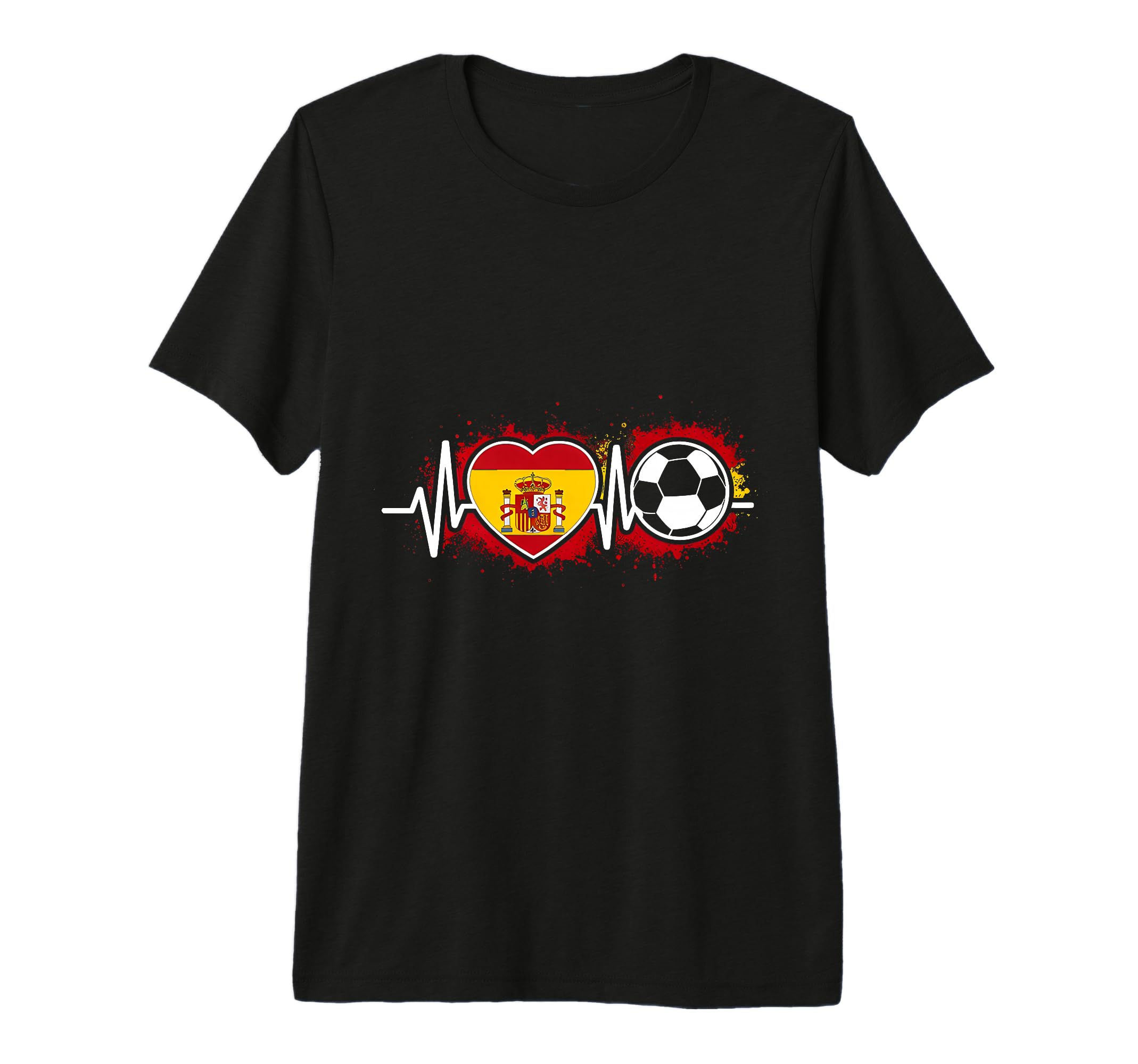 Spanish Football Heartbeat Spain Soccer T-Shirt - Custom Art Print Unisex - T-Shirt, Sweatshirt, Hoodie