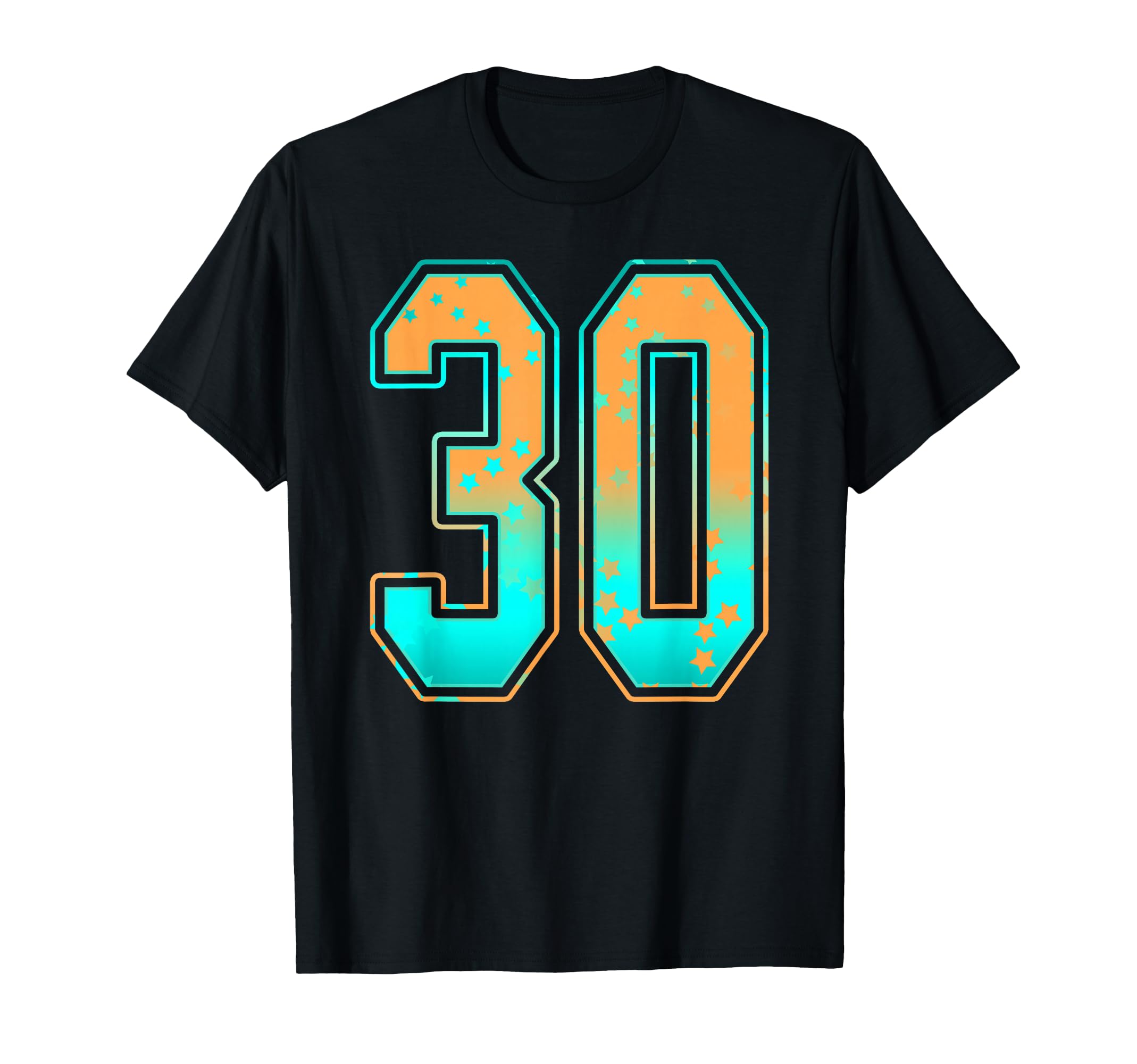 Mint Green Teal Orange Number 30 Jersey T-Shirt - Novelty Apparel Unisex - T-Shirt, Sweatshirt, Hoodie