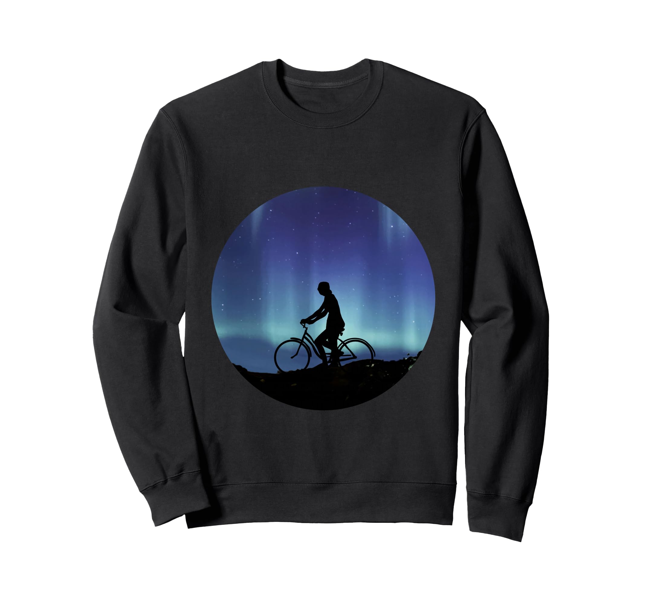 Galaxy Bike Silhoutte Scenic Night Sweatshirt - Graphic Print Men Women - T-Shirt, Sweatshirt, Hoodie
