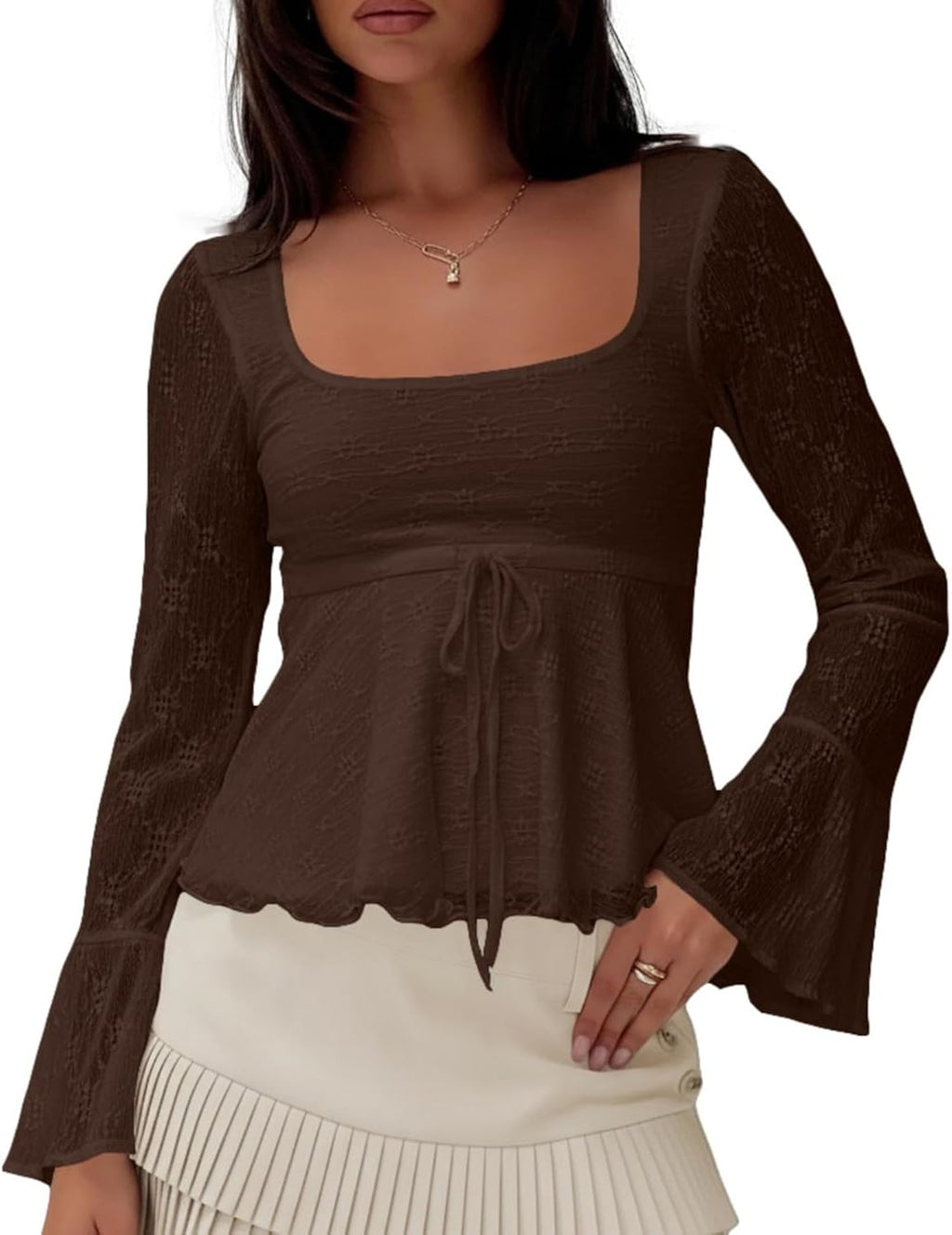 Women Y2K Flowy Peplum Babydoll Tops Fall Outfits - Adult & Kids T-Shirts, Sweatshirts & Hoodies apparel design preview 1