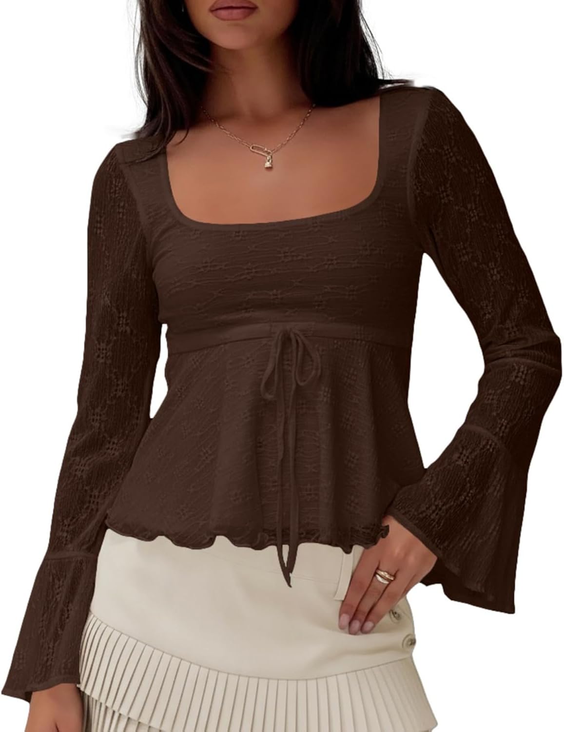 Women Y2K Flowy Peplum Babydoll Tops Fall Outfits - Adult & Kids T-Shirts, Sweatshirts & Hoodies apparel design preview 1