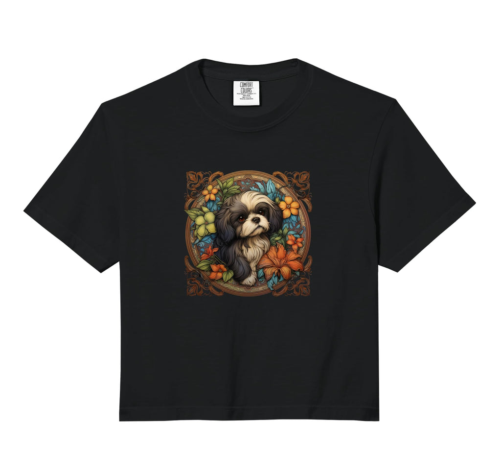 Beautiful Womens Floral Art Shih Tzu T-Shirt - Minimalist Print Men Women - T-Shirt, Sweatshirt, Hoodie