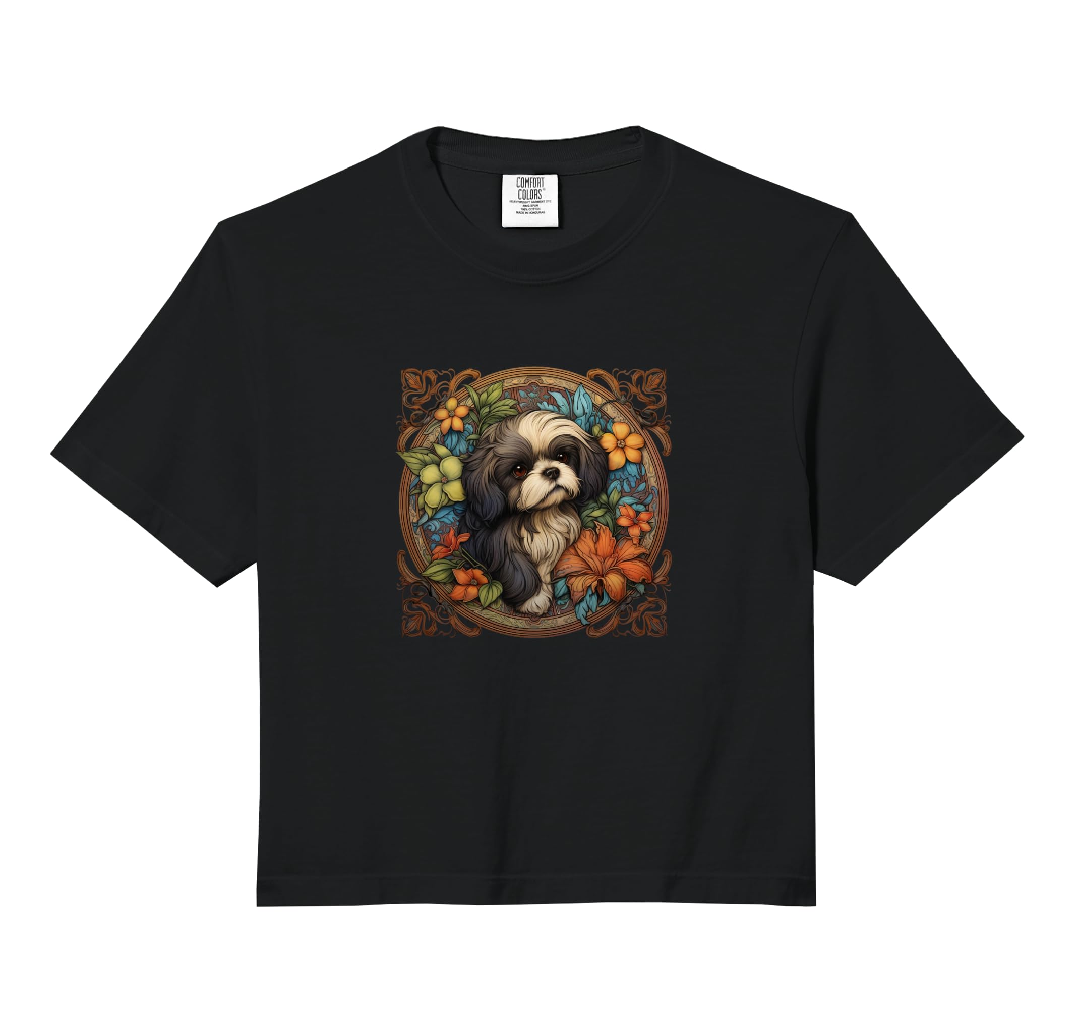 Beautiful Womens Floral Art Shih Tzu T-Shirt - Minimalist Print Men Women - T-Shirt, Sweatshirt, Hoodie
