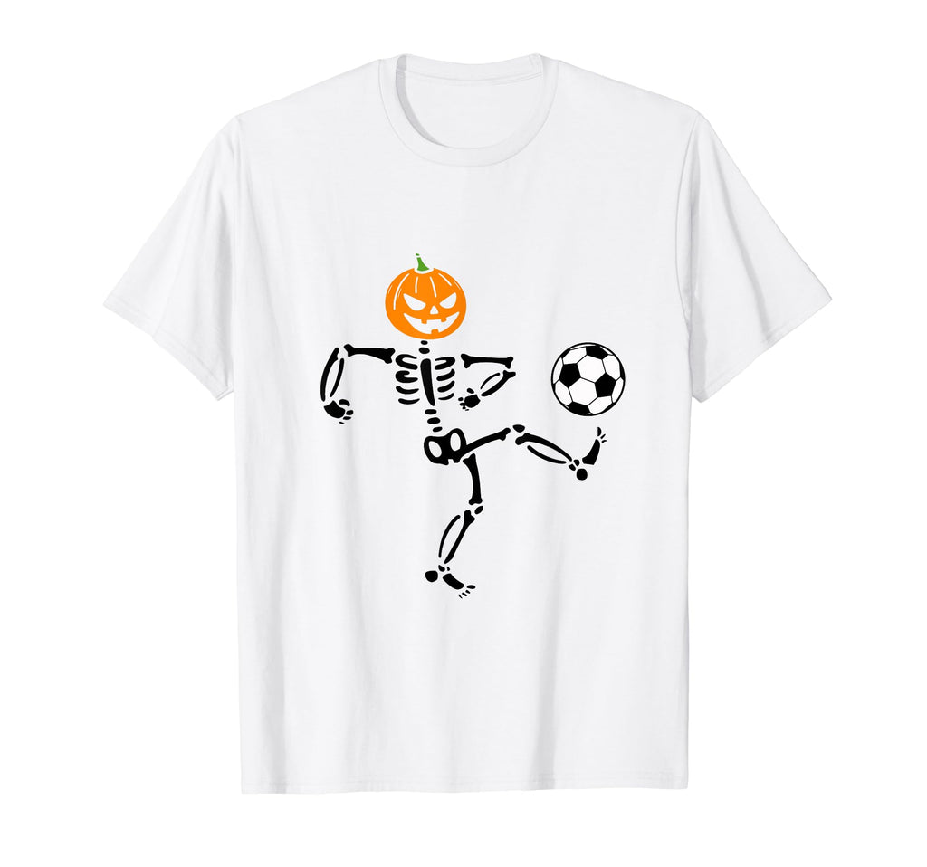 Pumpkin Skeleton Soccer Player T-Shirt - Fun Novelty Design Men Women - T-Shirt, Sweatshirt, Hoodie
