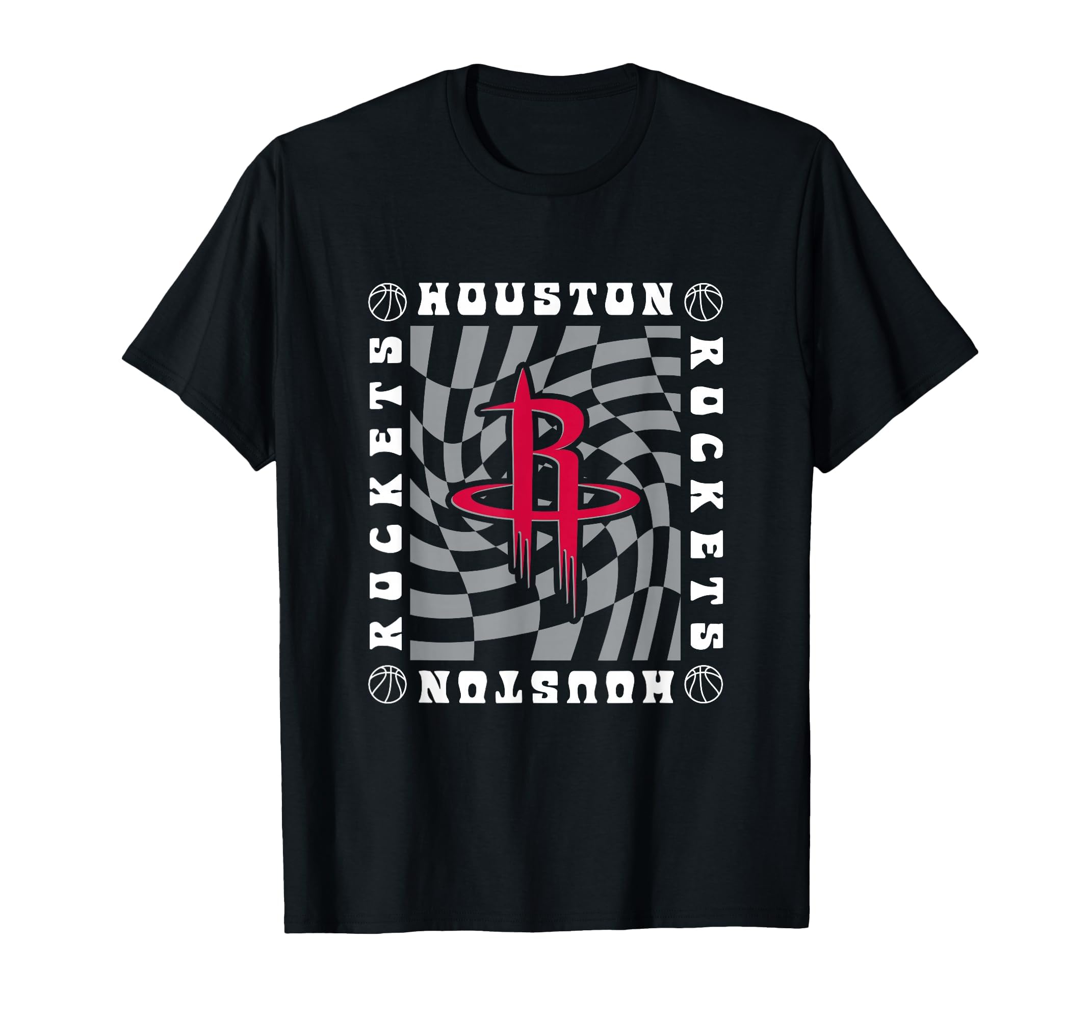 Nba Houston Rockets Checkerboard Wave T-Shirt - Unique Graphic Unisex - T-Shirt, Sweatshirt, Hoodie