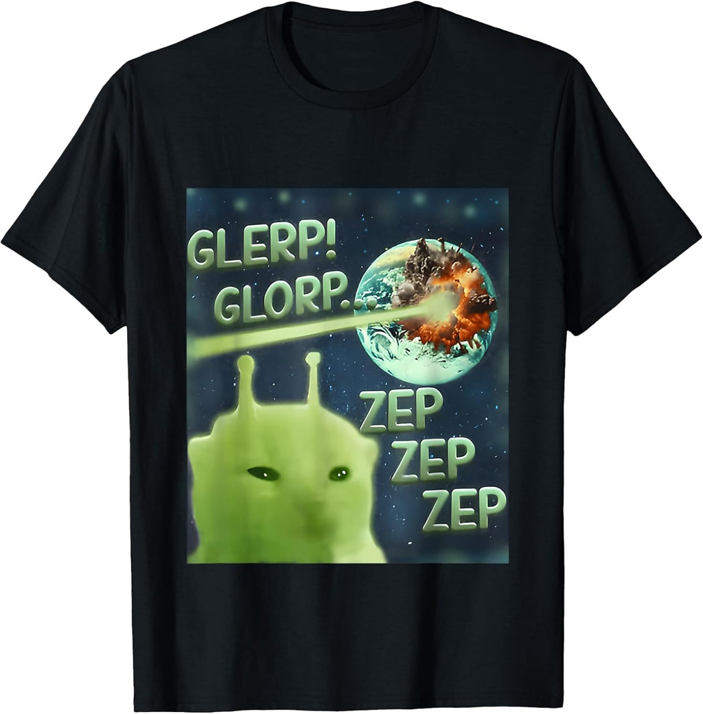 Glerp Glorp Funny Alien Cat Meme, Brainrot Costume - Adult & Kids T-Shirts, Sweatshirts & Hoodies apparel design preview 1
