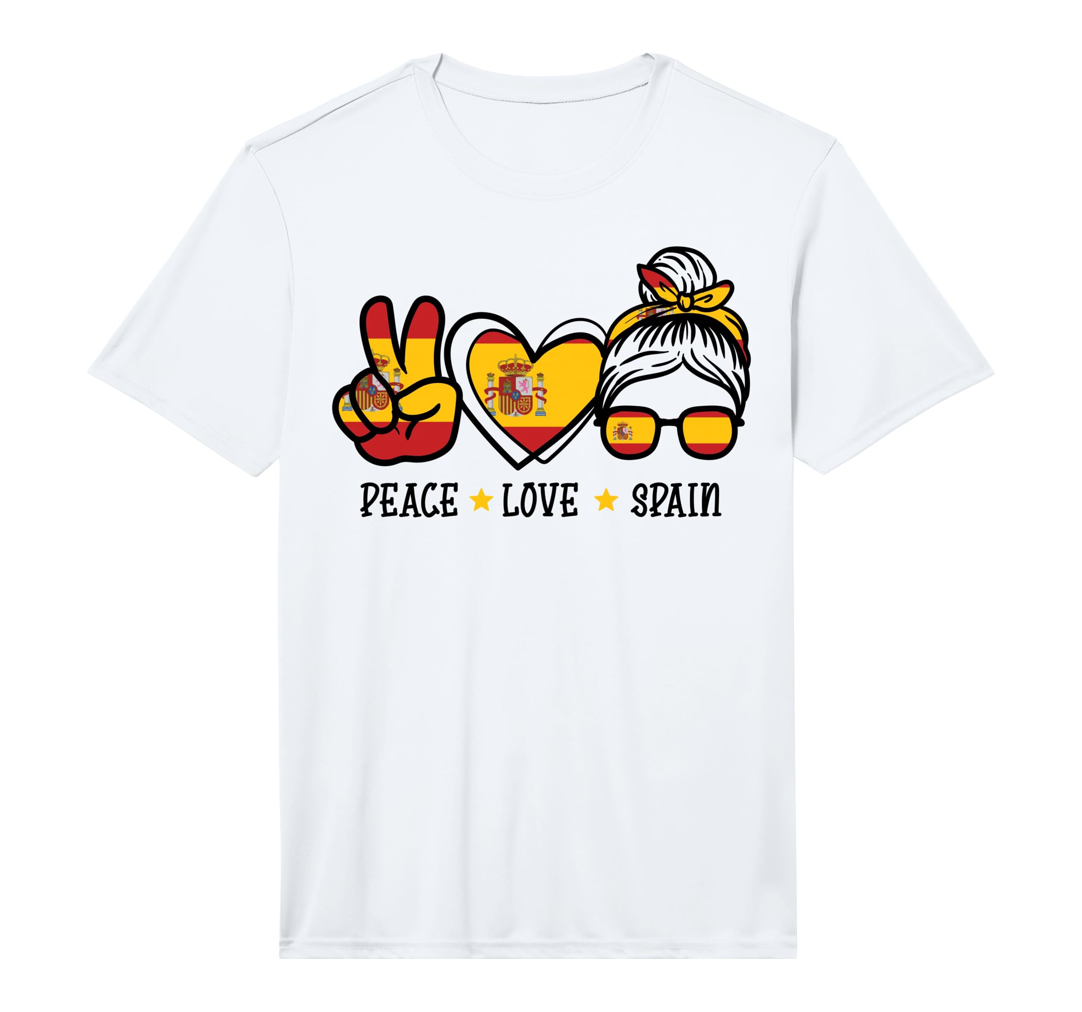 Peace Love Spain Messy Bun Spanish T-Shirt - Minimalist Print Unisex - T-Shirt, Sweatshirt, Hoodie