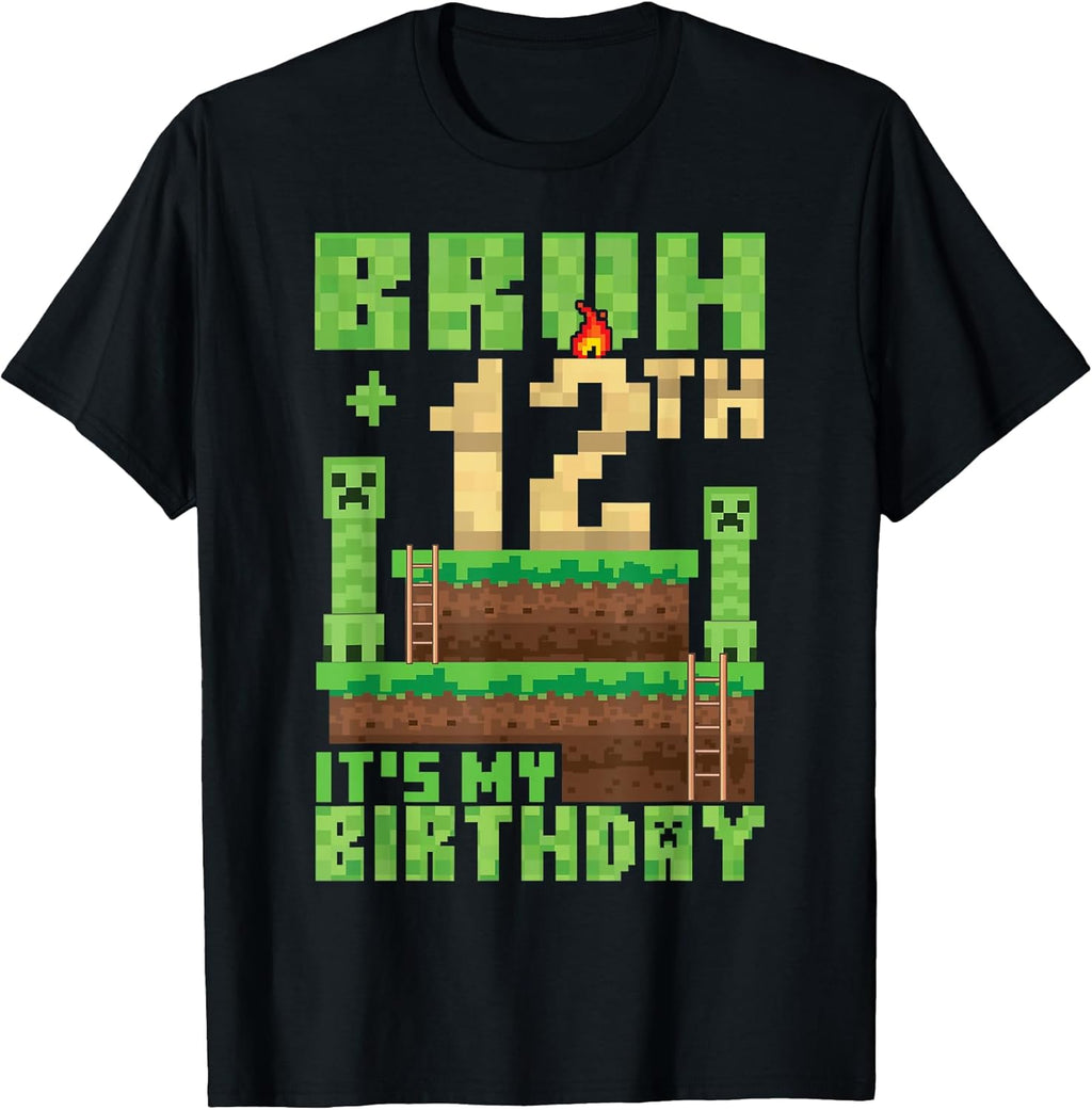 Bruh 12th It's My Birthday 12 Years Old Bday Boy Game - Adult & Kids T-Shirts, Sweatshirts & Hoodies apparel design preview 1