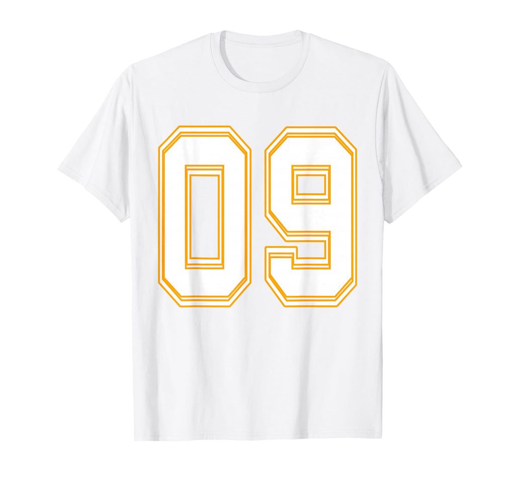 Number 09 Red Yellow White Football T-Shirt - Graphic Print for Adults - T-Shirt, Sweatshirt, Hoodie