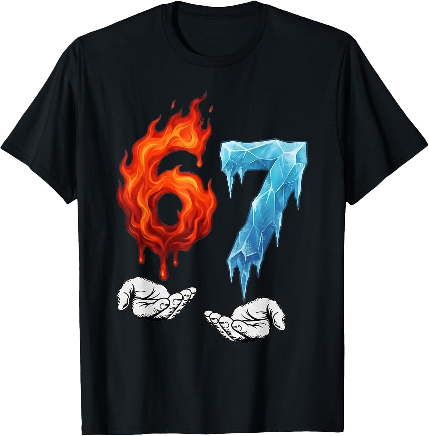 6 7 Meme Six Seven Ice 67 Flames Funny Kids Youth Men - Adult & Kids T-Shirts, Sweatshirts & Hoodies apparel design preview 1