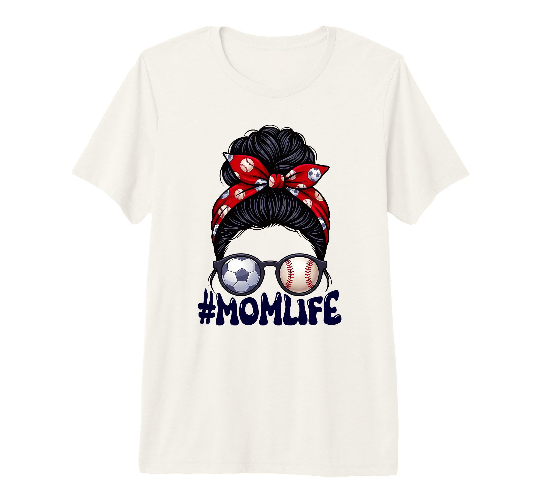 Mom Life Soccer Baseball Game Day Messy T-Shirt - Graphic Print for Adults - T-Shirt, Sweatshirt, Hoodie