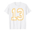 Number 13 Red Yellow White Football T-Shirt - Aesthetic Graphic Unisex - T-Shirt, Sweatshirt, Hoodie