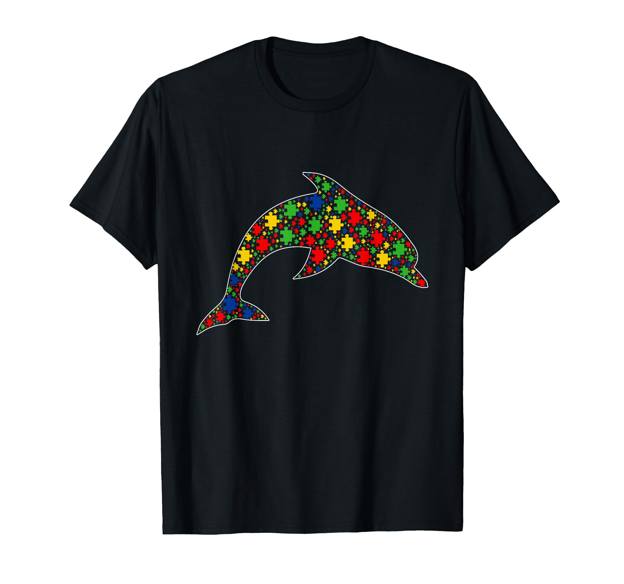 Funny Dolphin Animals Puzzle Pieces T-Shirt - Minimalist Print for Adults - T-Shirt, Sweatshirt, Hoodie