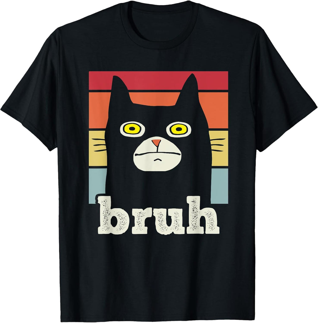 Funny Meme Saying Bruh with Cat Greetings Teens Boys - Adult & Kids T-Shirts, Sweatshirts & Hoodies apparel design preview 1