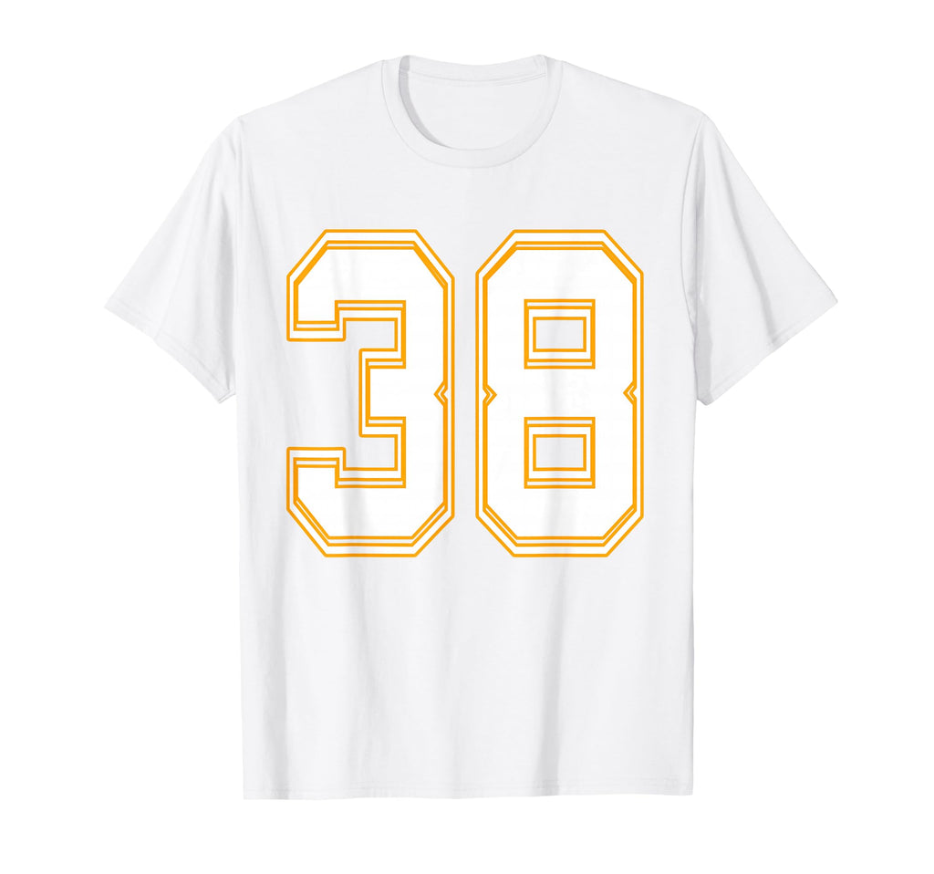 Number 38 Red Yellow White Football T-Shirt - Graphic Print Unisex - T-Shirt, Sweatshirt, Hoodie