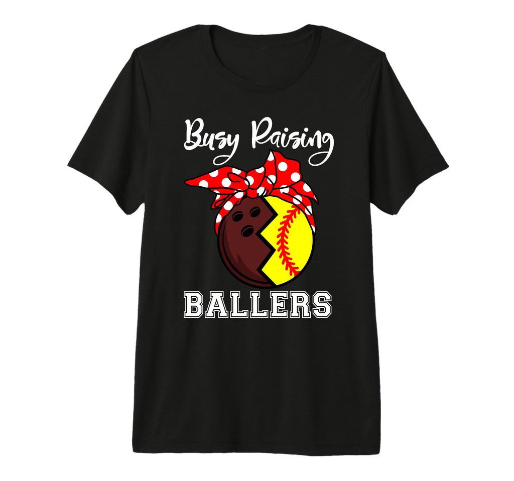 Busy Raising Ballers Funny Bowling T-Shirt - Minimalist Print for Adults - T-Shirt, Sweatshirt, Hoodie