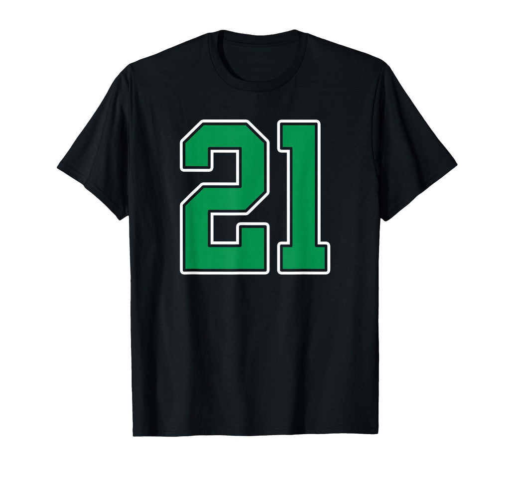 Kelly Green White Number 21 Jersey T-Shirt - Minimalist Print Men Women - T-Shirt, Sweatshirt, Hoodie