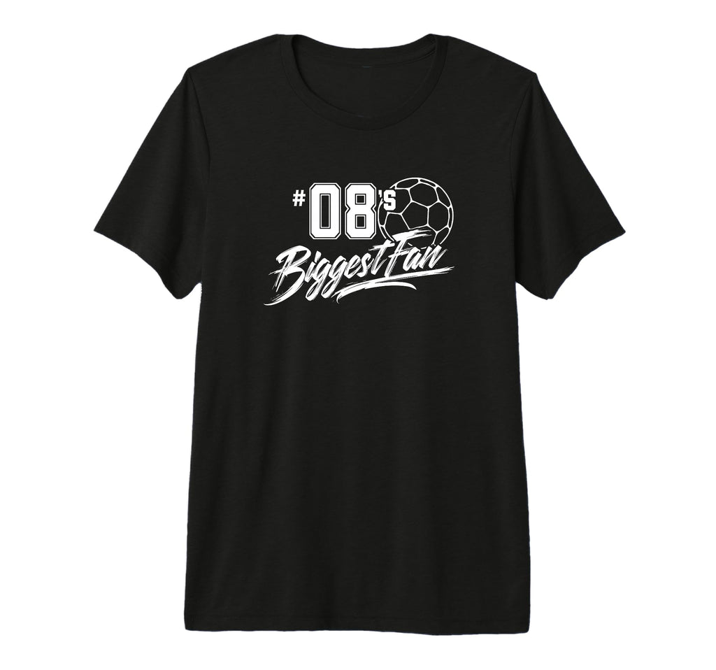 Number 08S Biggest Fan Soccer Player Mom T-Shirt - Novelty Apparel Unisex - T-Shirt, Sweatshirt, Hoodie