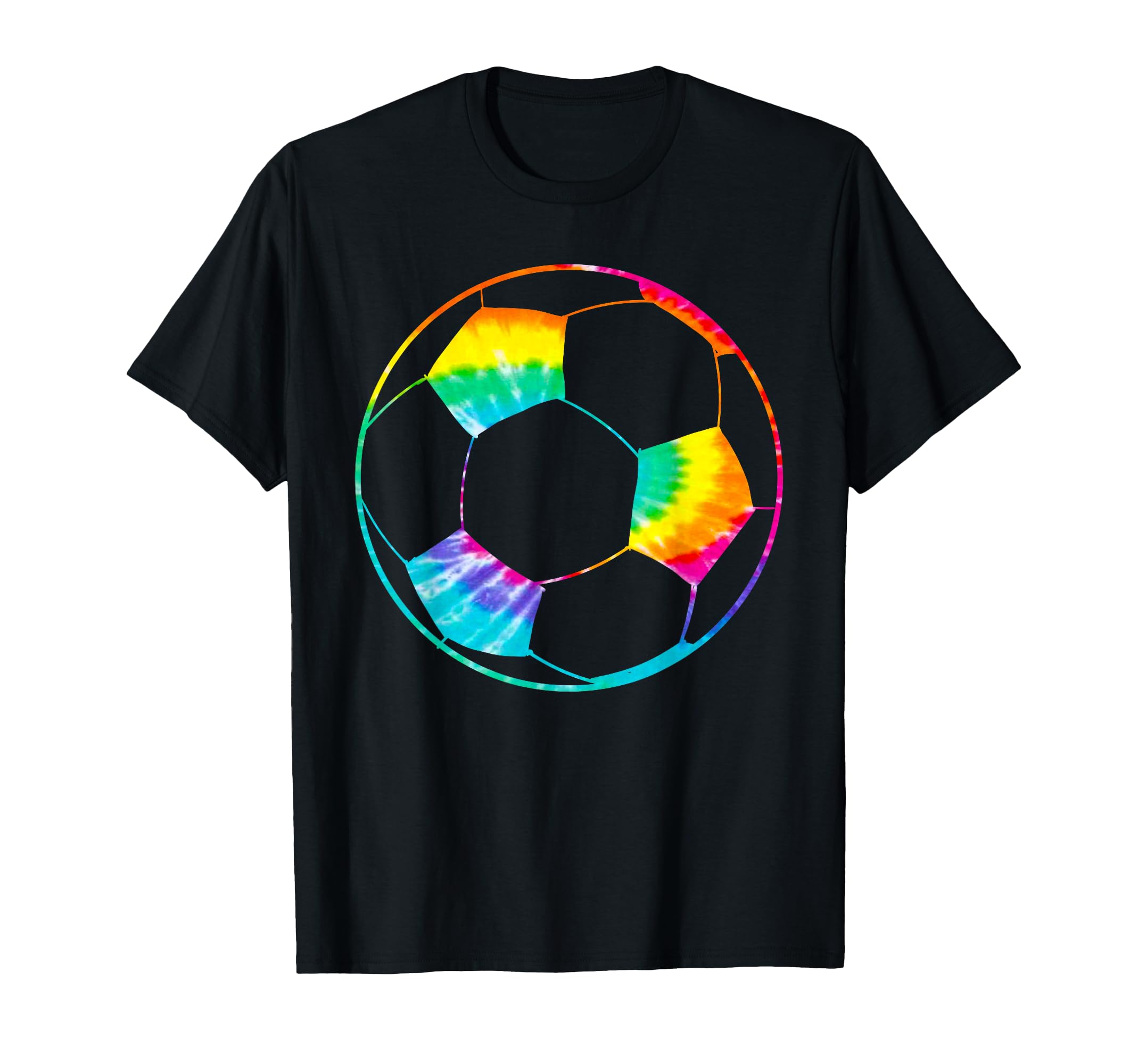 Soccer Ball Rainbow Trippy Hippie Tie T-Shirt - Trendy Graphic for Adults - T-Shirt, Sweatshirt, Hoodie