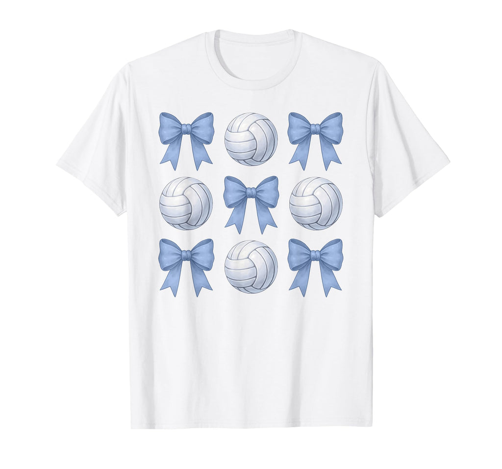 Volleyball Coquette Toile Blue Bow T-Shirt - Unique Graphic Men Women - T-Shirt, Sweatshirt, Hoodie