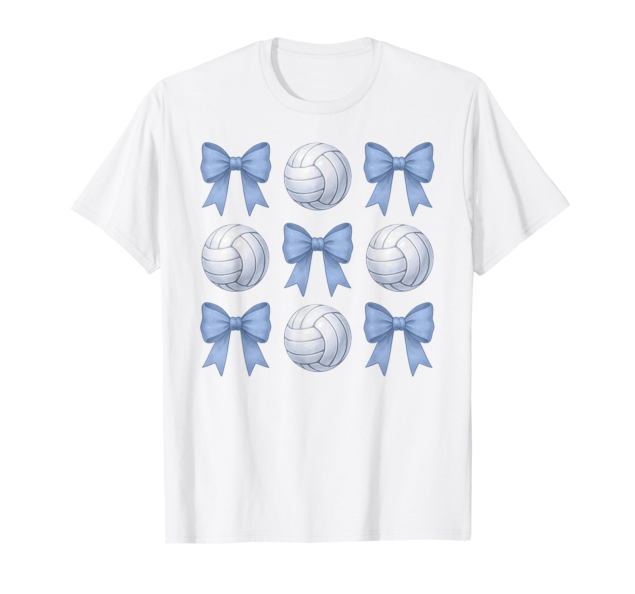 Volleyball Coquette Toile Blue Bow T-Shirt - Unique Graphic Men Women - T-Shirt, Sweatshirt, Hoodie
