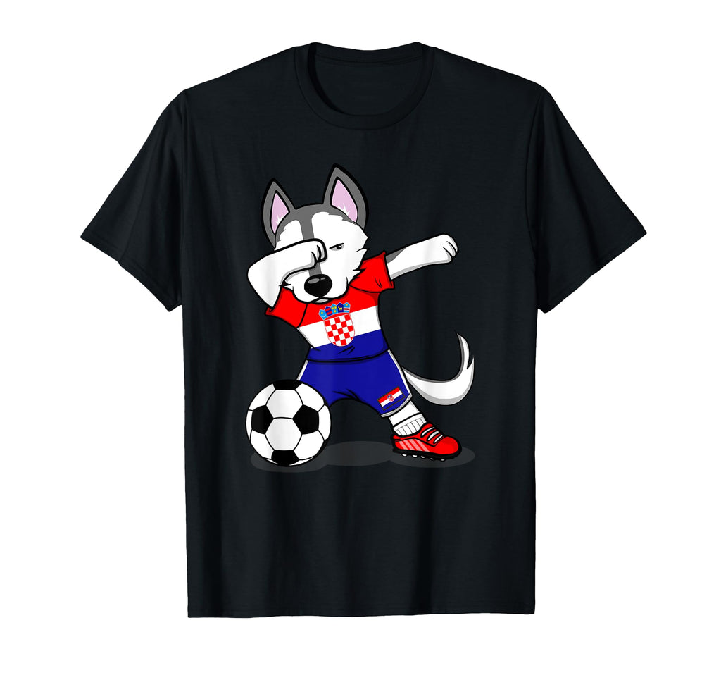 Dabbing Husky Croatia Football T-Shirt - Custom Art Print for Adults - T-Shirt, Sweatshirt, Hoodie