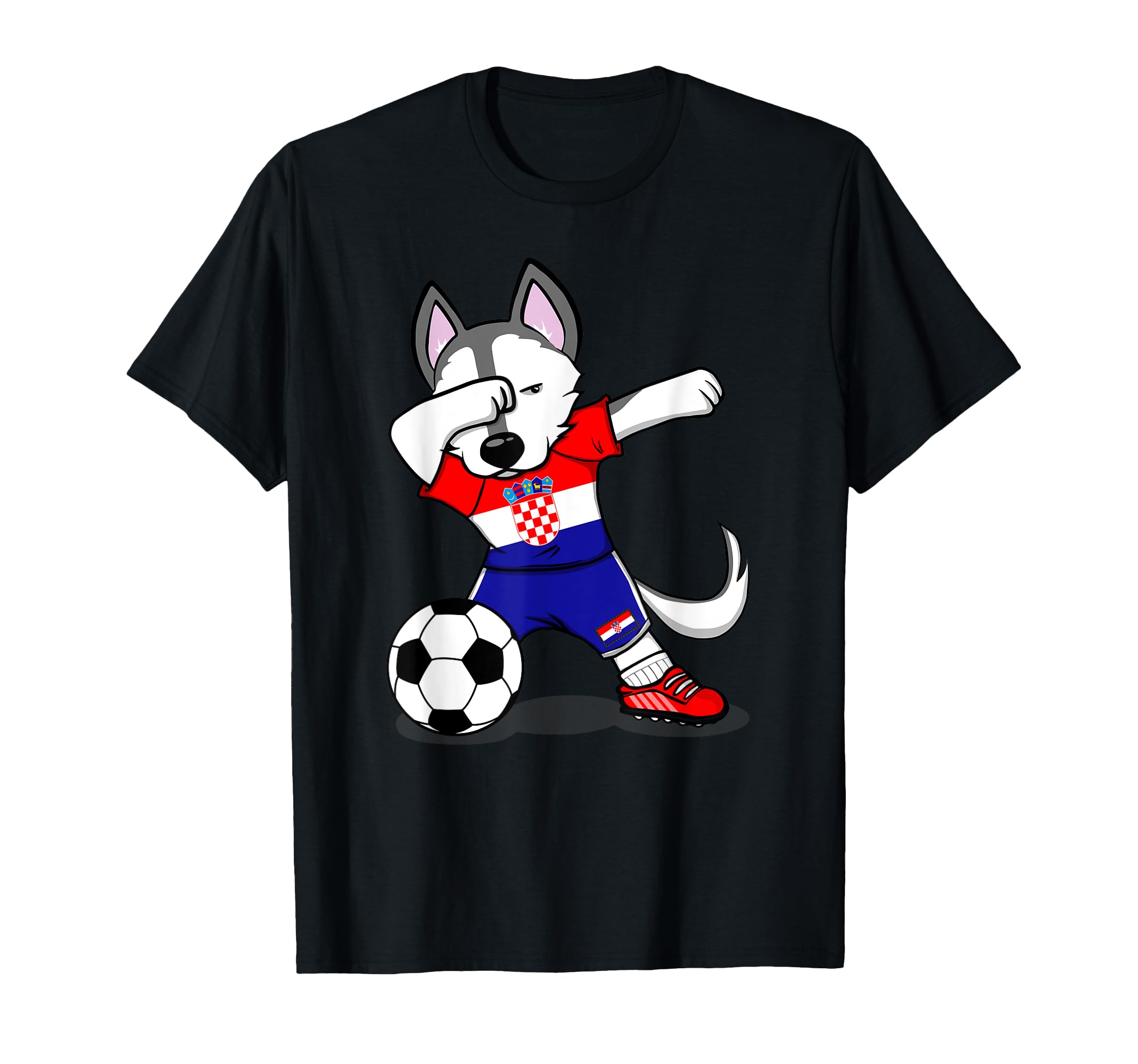 Dabbing Husky Croatia Football T-Shirt - Custom Art Print for Adults - T-Shirt, Sweatshirt, Hoodie