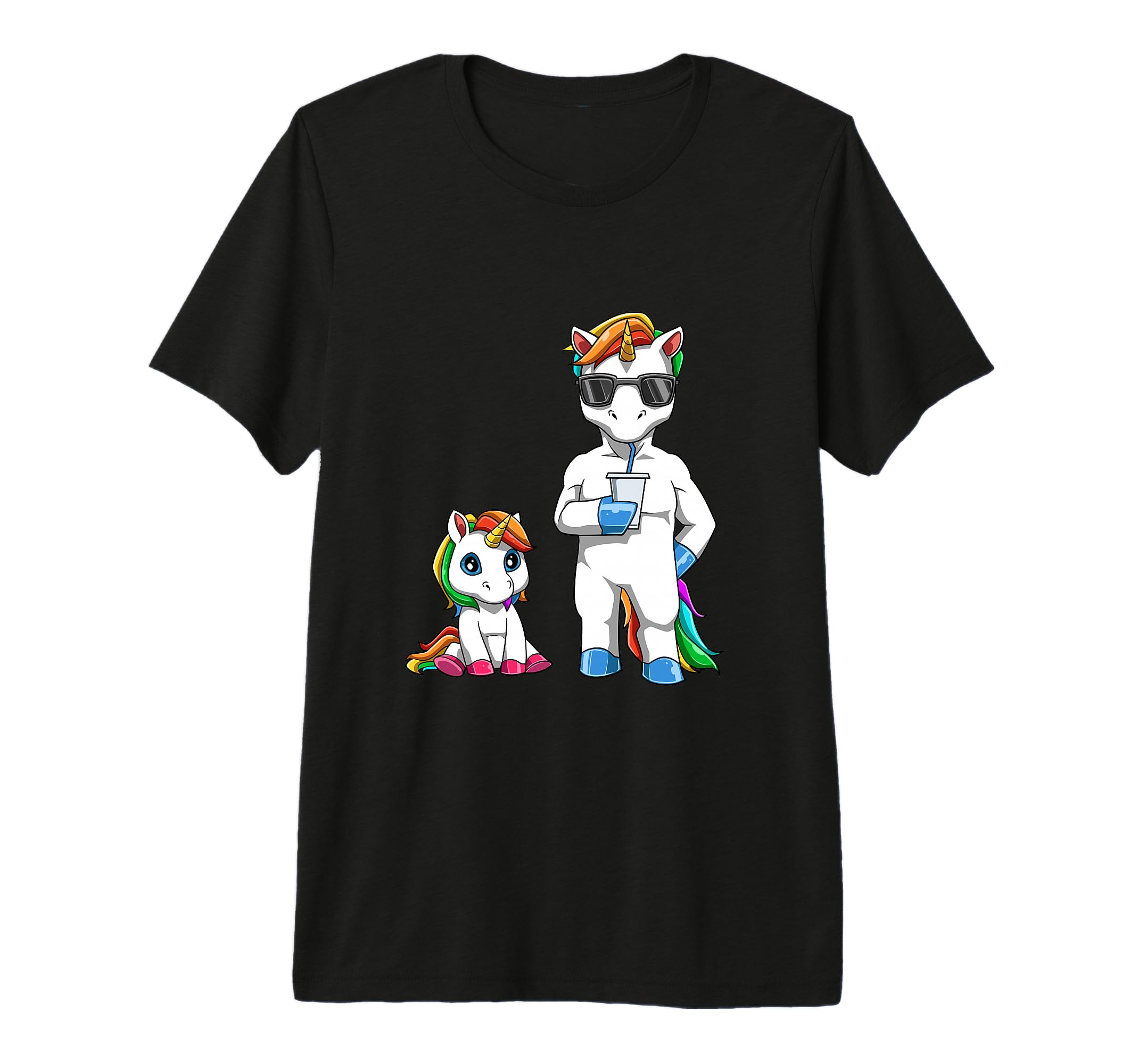 Matching Dad And Unicorn Tri Blend T-Shirt - Custom Art Print Men Women - T-Shirt, Sweatshirt, Hoodie