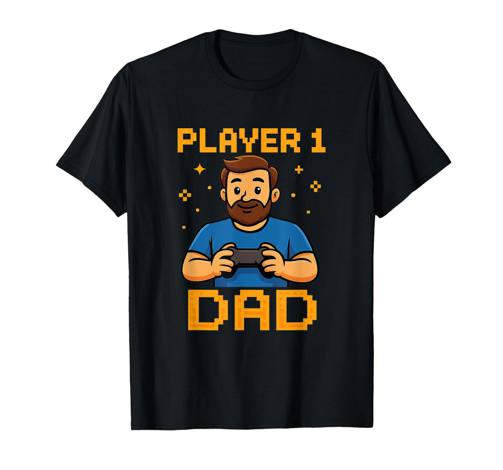 Player 1 Funny Gamer Dad Pixel Art T-Shirt - Aesthetic Graphic Unisex - T-Shirt, Sweatshirt, Hoodie