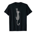 Grey Tabby Cat Hanging Funny Gray T-Shirt - Fun Novelty Design for Adults - T-Shirt, Sweatshirt, Hoodie