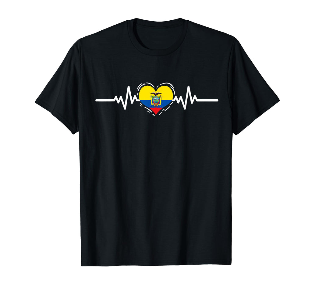 Ecuador Flag Heartbeat Ecuadorian Roots T-Shirt - Trendy Graphic Unisex - T-Shirt, Sweatshirt, Hoodie