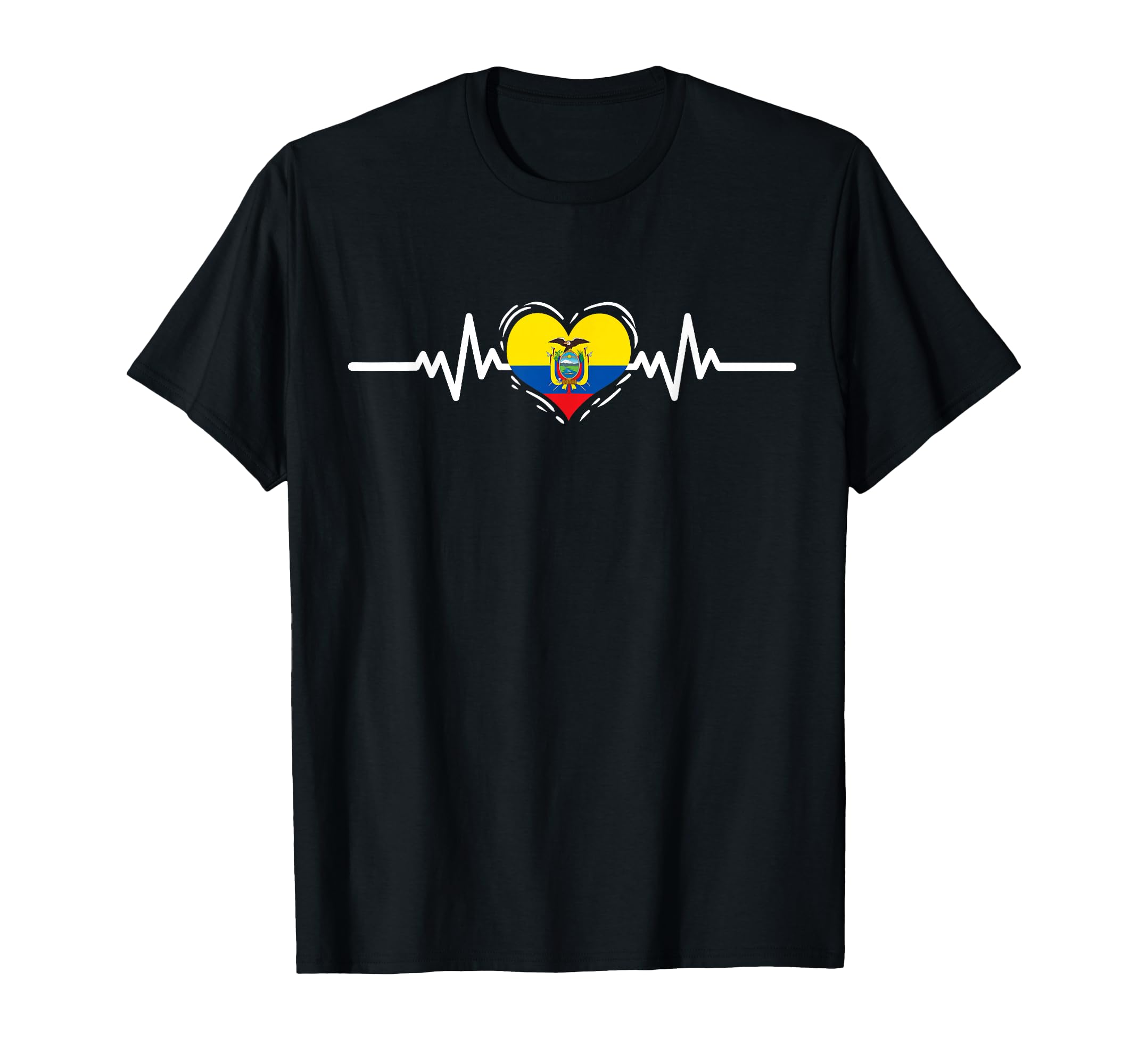 Ecuador Flag Heartbeat Ecuadorian Roots T-Shirt - Trendy Graphic Unisex - T-Shirt, Sweatshirt, Hoodie