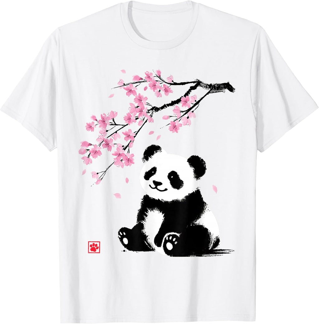 Japanese Panda Sakura Cherry Blossoms Sumi-e - Adult & Kids T-Shirts, Sweatshirts & Hoodies apparel design preview 1